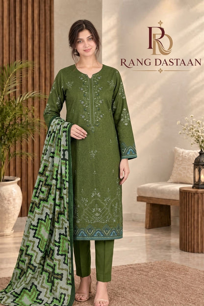3 PIECE - EMBROIDERED DHANAK SUIT