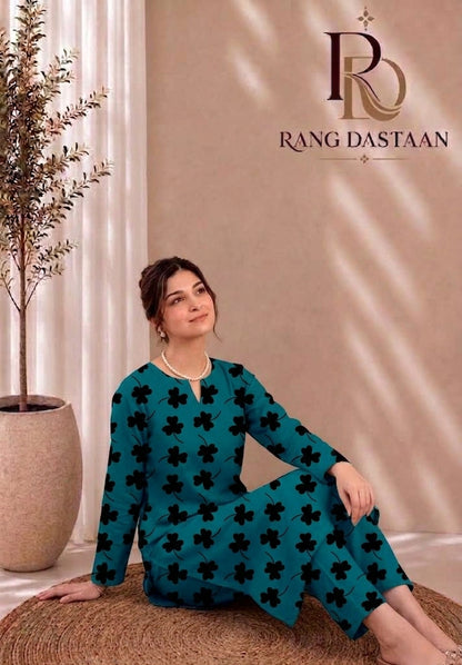 Aqua Breeze — Printed Khaddar 2-Piece Unstitched Suit