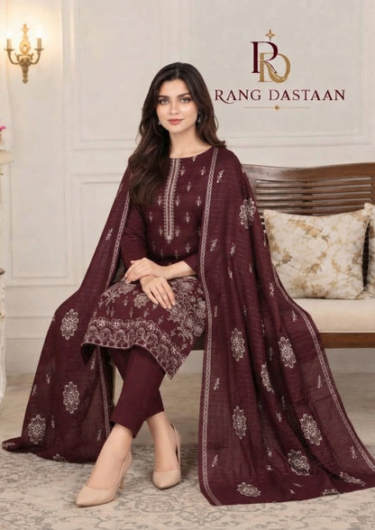 CRYSTAL DHANAK HEAVY EMBROIDERED 3PC SUIT