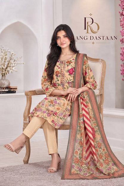 3 PIECE - EMBROIDERED LIGHT KHADDAR SUIT