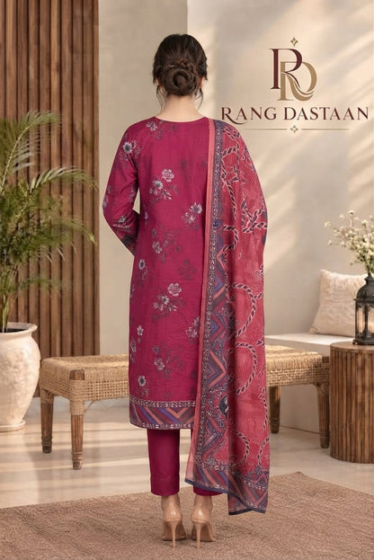 3 PIECE - EMBROIDERED DHANAK SUIT
