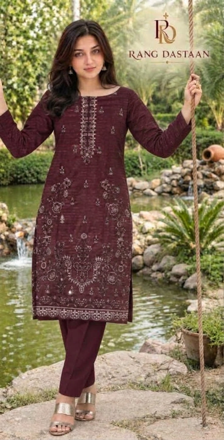 CRYSTAL DHANAK HEAVY EMBROIDERED 3PC SUIT
