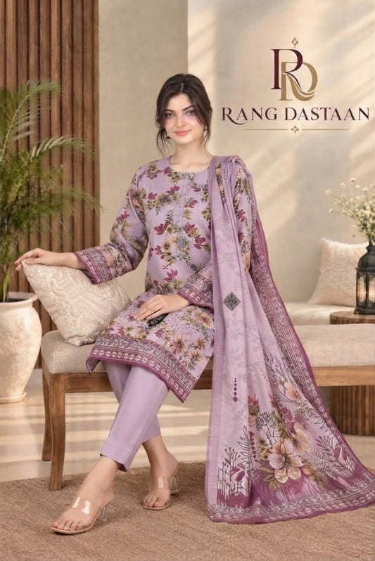 3 PIECE - EMBROIDERED DHANAK SUIT