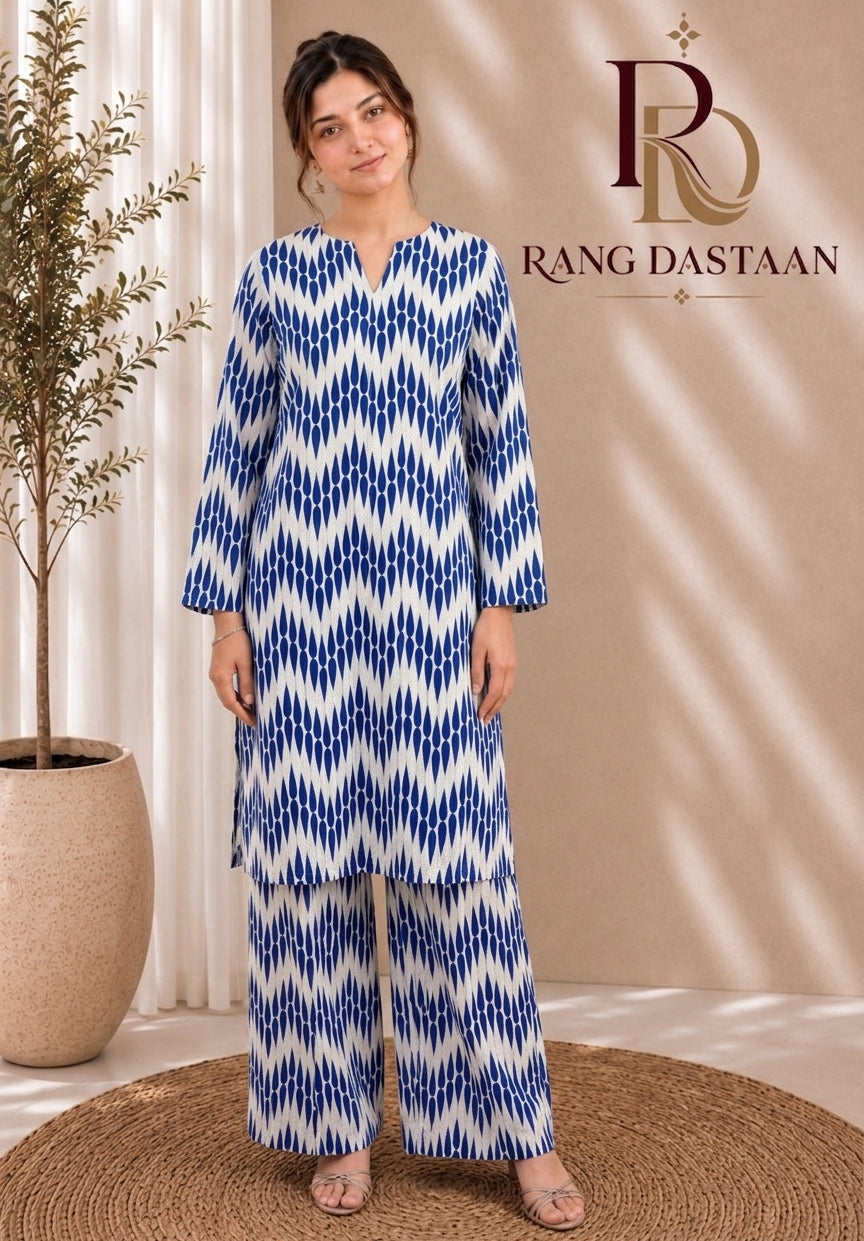 Cobalt Wave — Printed Lawn 2-Piece Suit