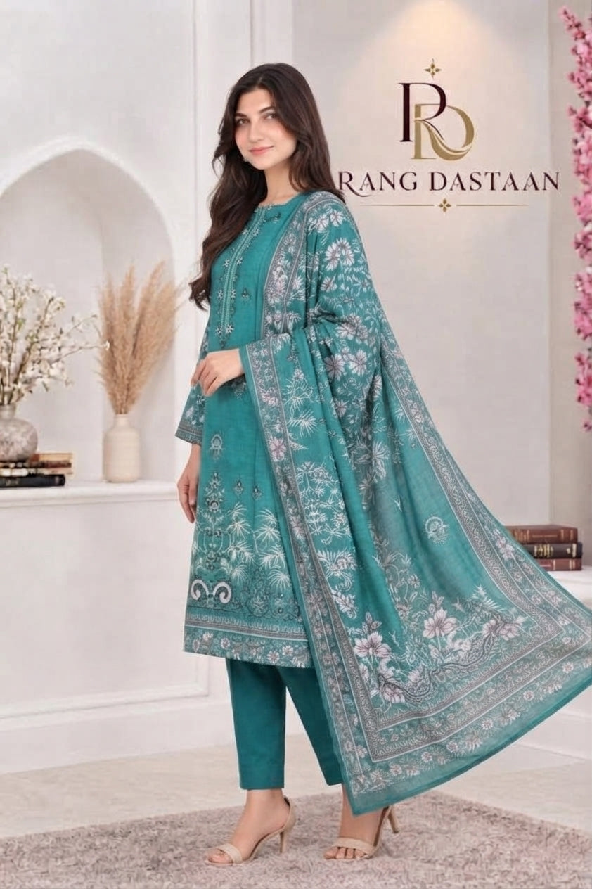 3 PIECE - EMBROIDERED LIGHT KHADDAR SUIT