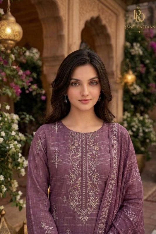 CRYSTAL DHANAK HEAVY EMBROIDERED 3PC SUIT