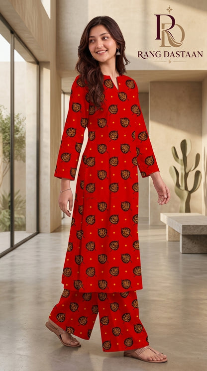 Ruby Red Tree — Printed Khaddar 2-Piece Unstitched Suit
