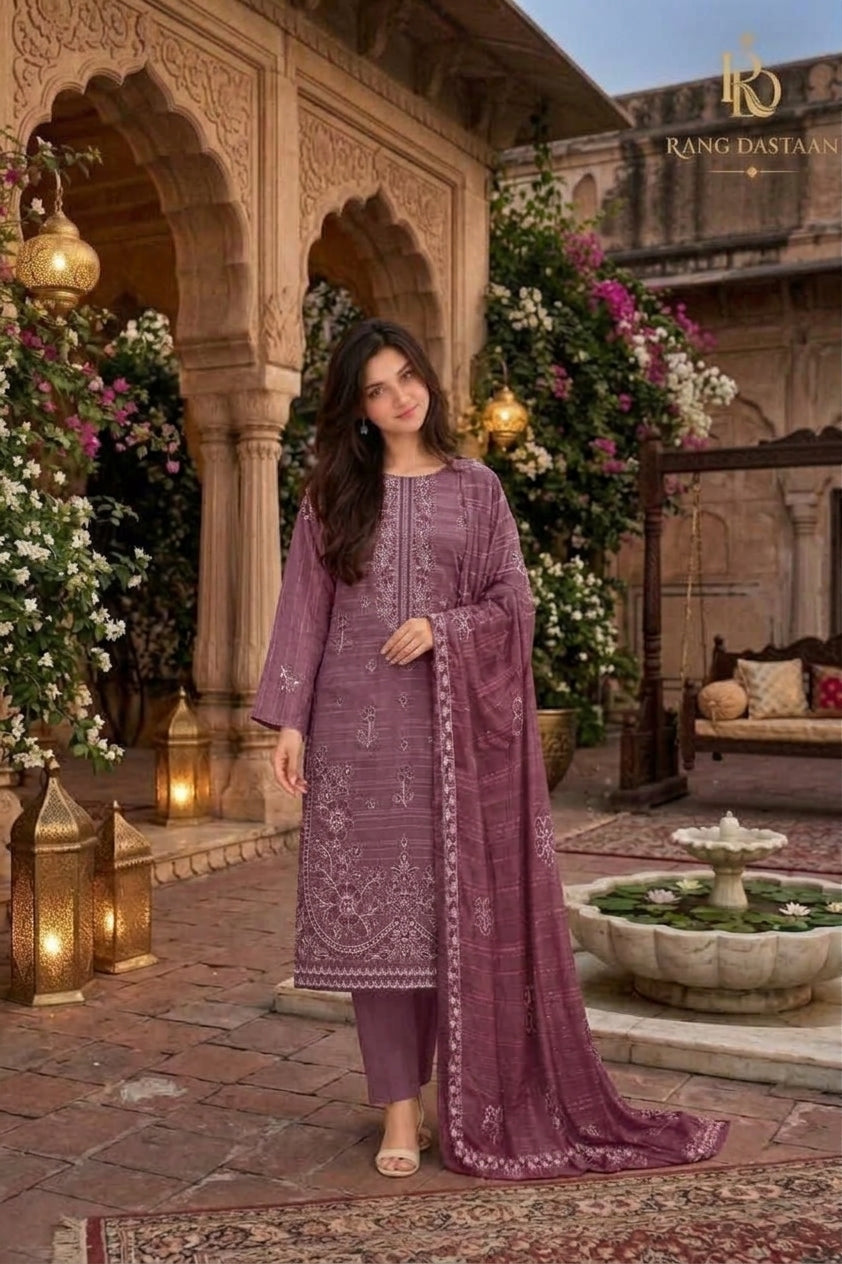 CRYSTAL DHANAK HEAVY EMBROIDERED 3PC SUIT