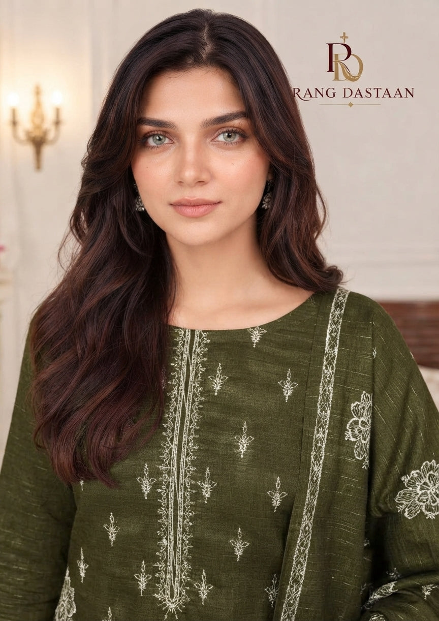 CRYSTAL DHANAK HEAVY EMBROIDERED 3PC SUIT