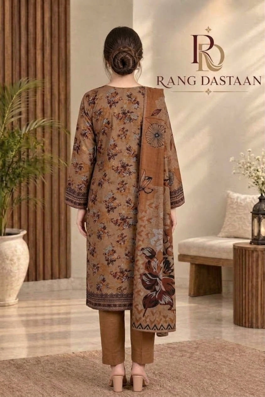 3 PIECE - EMBROIDERED DHANAK SUIT