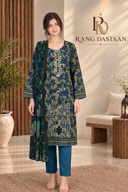 3 PIECE - EMBROIDERED DHANAK SUIT