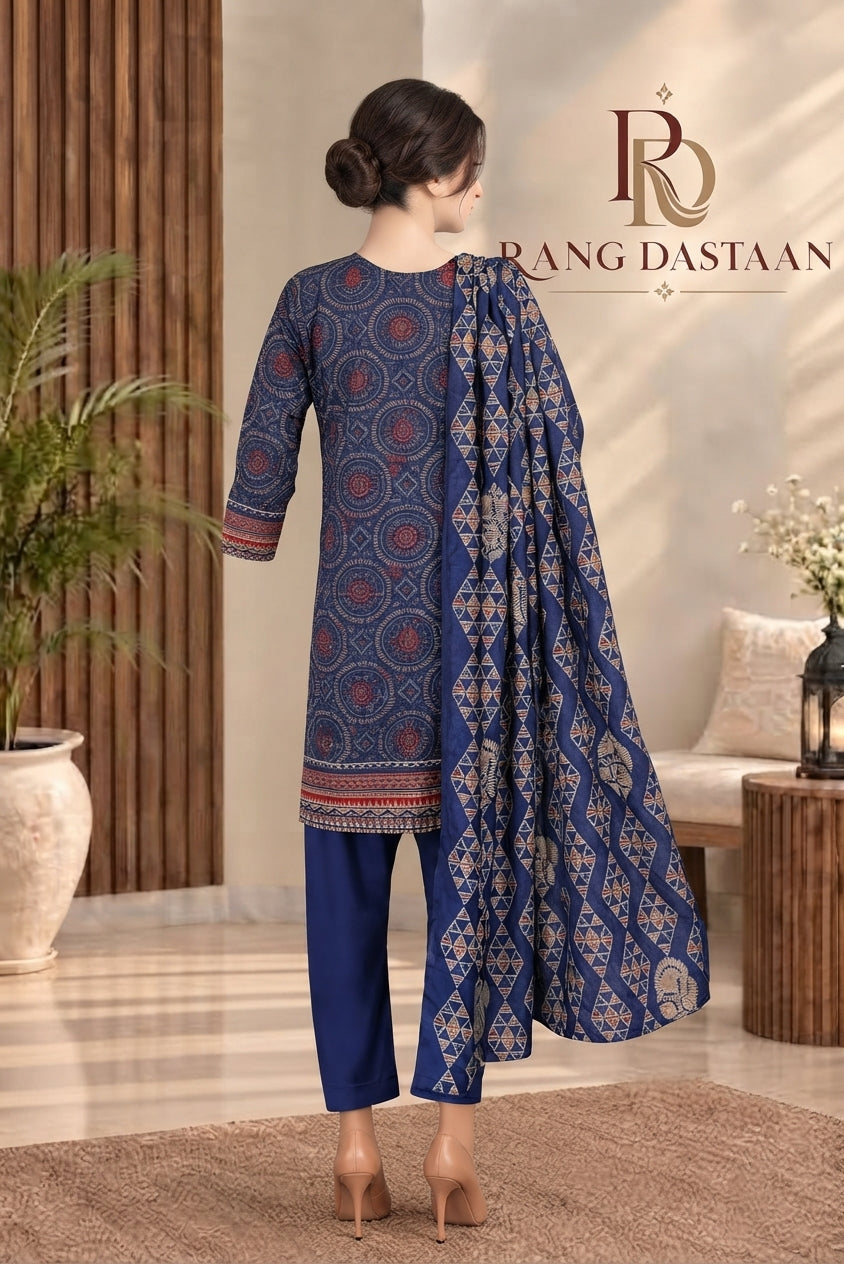 3 PIECE - EMBROIDERED DHANAK SUIT