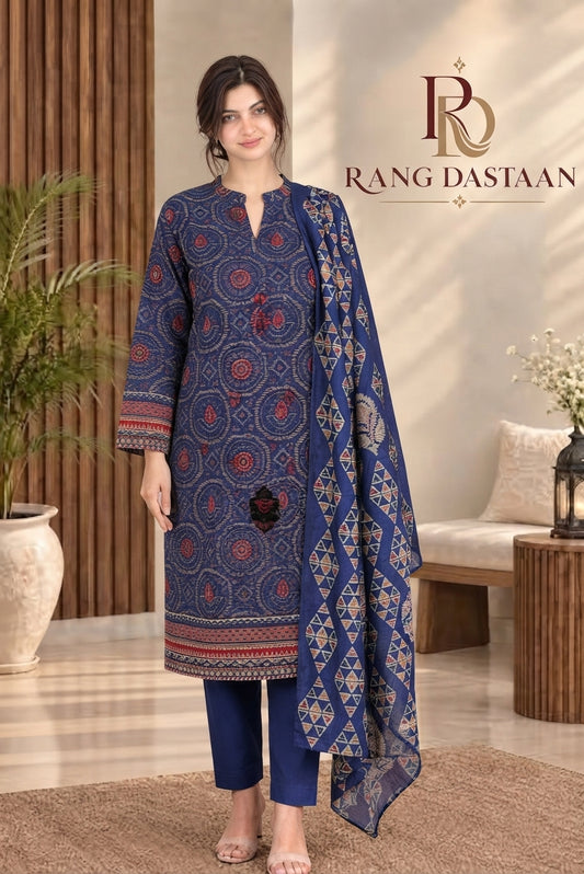 3 PIECE - EMBROIDERED DHANAK SUIT