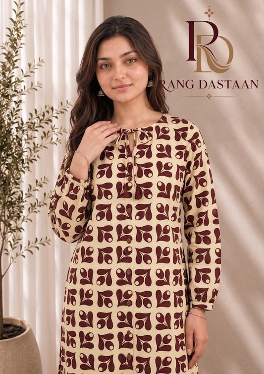 Mocha Leaf — Printed Lawn 2-Piece Suit