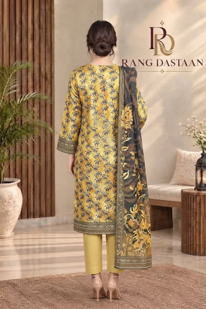 3 PIECE - EMBROIDERED DHANAK SUIT