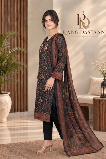 3 PIECE - EMBROIDERED DHANAK SUIT