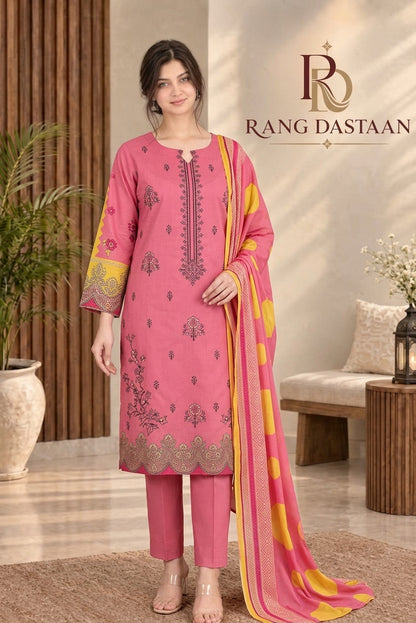 3 PIECE - EMBROIDERED DHANAK SUIT