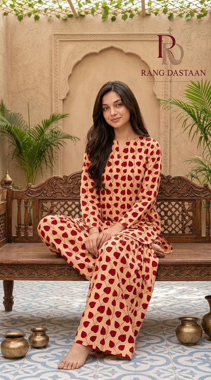 Crimson Hearts — Printed Khaddar 2-Piece Unstitched Suit