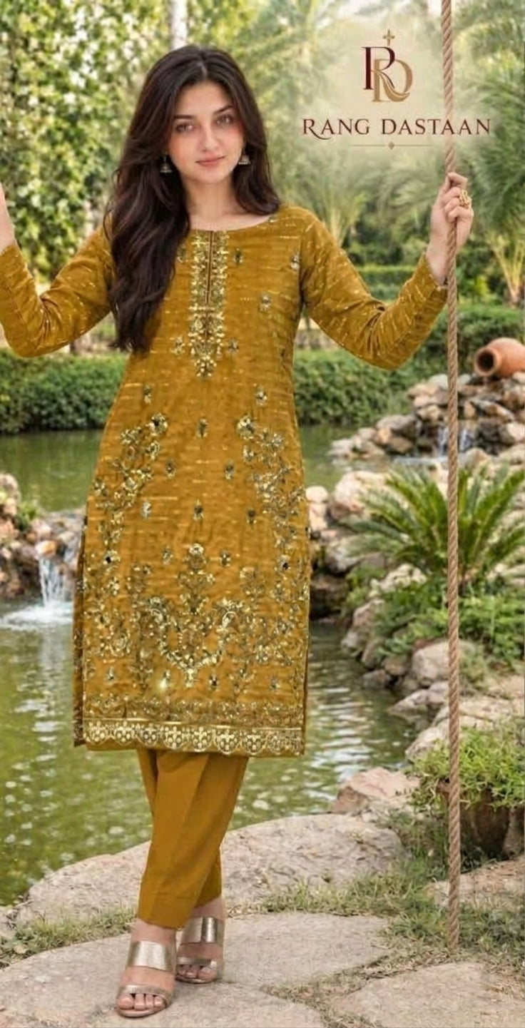 CRYSTAL DHANAK HEAVY EMBROIDERED 3PC SUIT