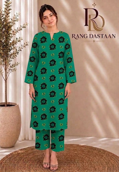 Emerald Bloom — Printed Khaddar 2-Piece Unstitched Suit