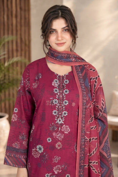 3 PIECE - EMBROIDERED DHANAK SUIT