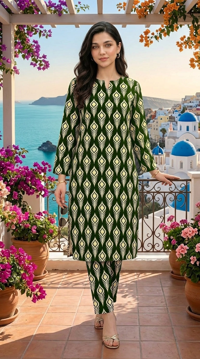 Emerald Leaf — Printed Lawn 2-Piece Unstitched Suit
