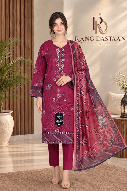 3 PIECE - EMBROIDERED DHANAK SUIT