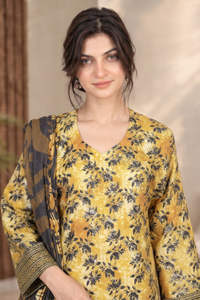 3 PIECE - EMBROIDERED DHANAK SUIT