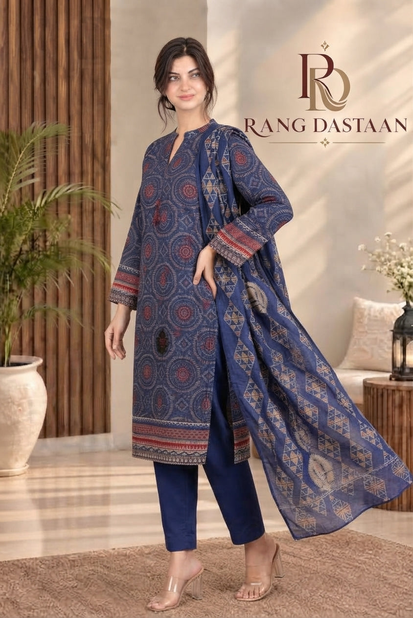 3 PIECE - EMBROIDERED DHANAK SUIT