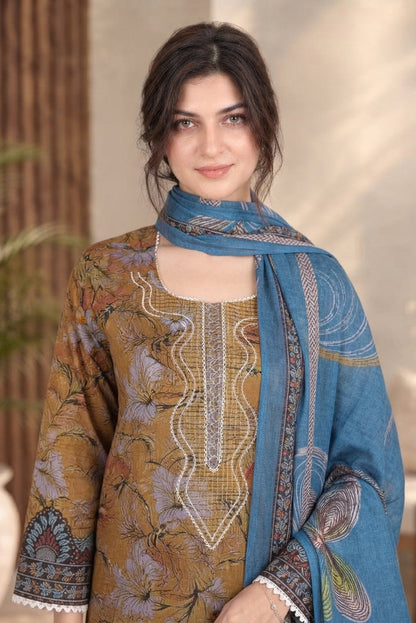 3 PIECE - EMBROIDERED DHANAK SUIT