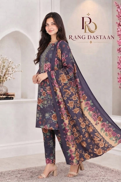 3 PIECE - EMBROIDERED LIGHT KHADDAR SUIT