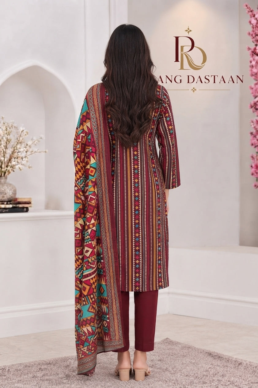 3 PIECE - EMBROIDERED LIGHT KHADDAR SUIT