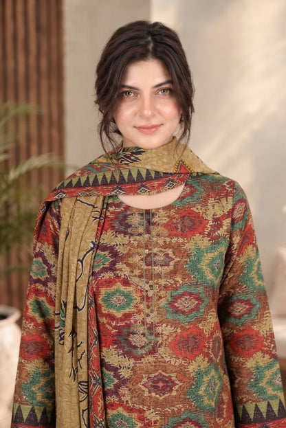 3 PIECE - EMBROIDERED DHANAK SUIT