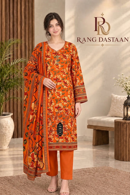 3 PIECE - EMBROIDERED DHANAK SUIT