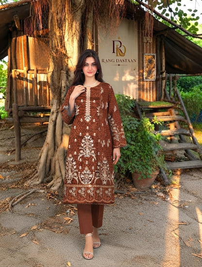 CRYSTAL DHANAK HEAVY EMBROIDERED 3PC SUIT