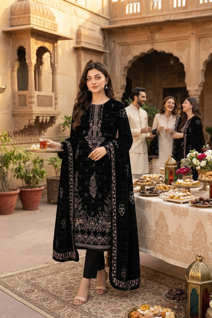 CRYSTAL DHANAK HEAVY EMBROIDERED 3PC SUIT