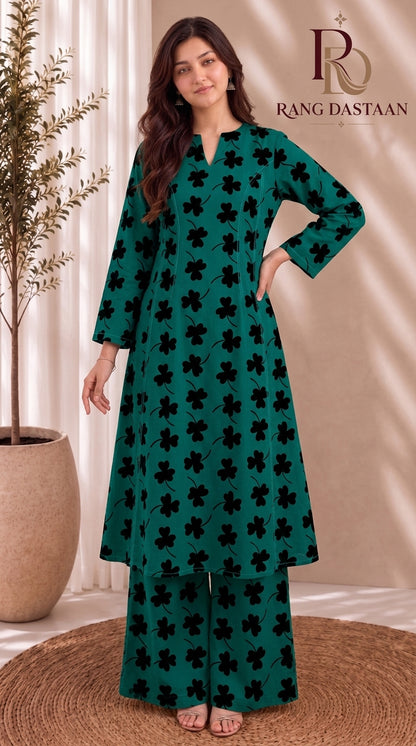 Aqua Breeze — Printed Khaddar 2-Piece Unstitched Suit