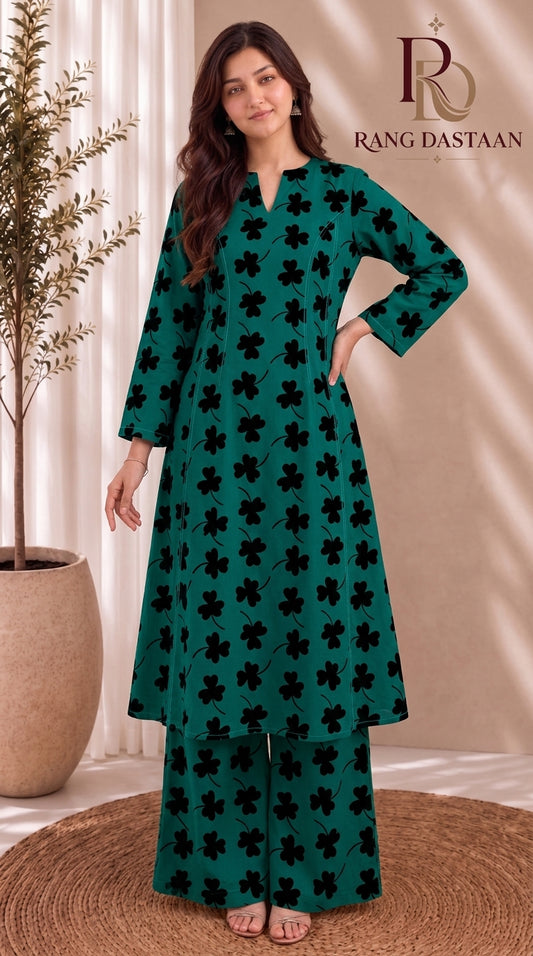 Aqua Breeze — Printed Khaddar 2-Piece Unstitched Suit
