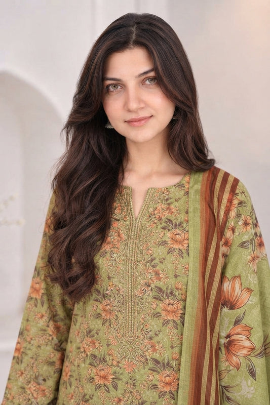 3 PIECE - EMBROIDERED LIGHT KHADDAR SUIT