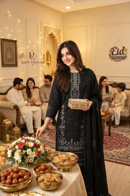 CRYSTAL DHANAK HEAVY EMBROIDERED 3PC SUIT