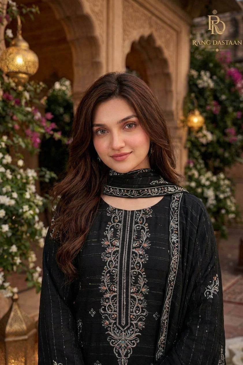 CRYSTAL DHANAK HEAVY EMBROIDERED 3PC SUIT