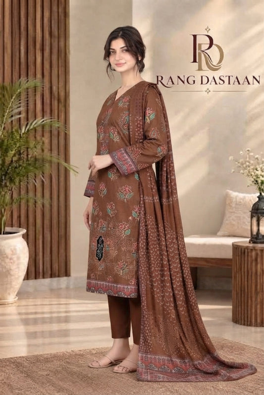 3 PIECE - EMBROIDERED DHANAK SUIT