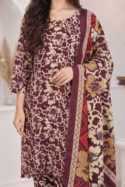 3 PIECE - EMBROIDERED LIGHT KHADDAR SUIT