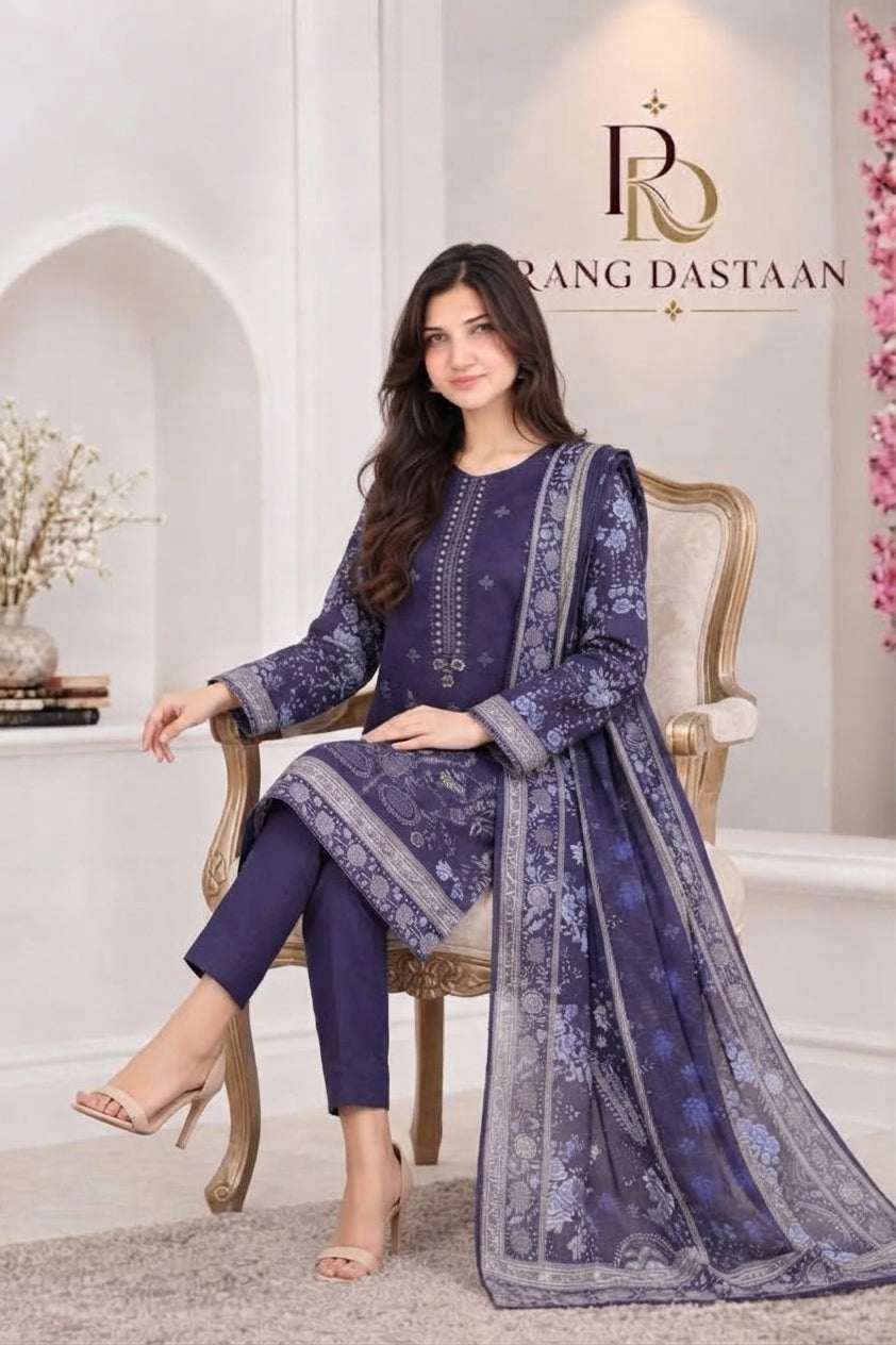 3 PIECE - EMBROIDERED LIGHT KHADDAR SUIT