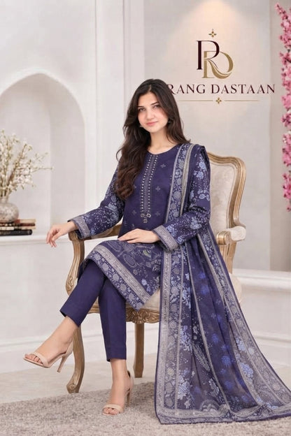 3 PIECE - EMBROIDERED LIGHT KHADDAR SUIT