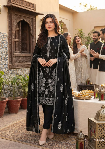 CRYSTAL DHANAK HEAVY EMBROIDERED 3PC SUIT