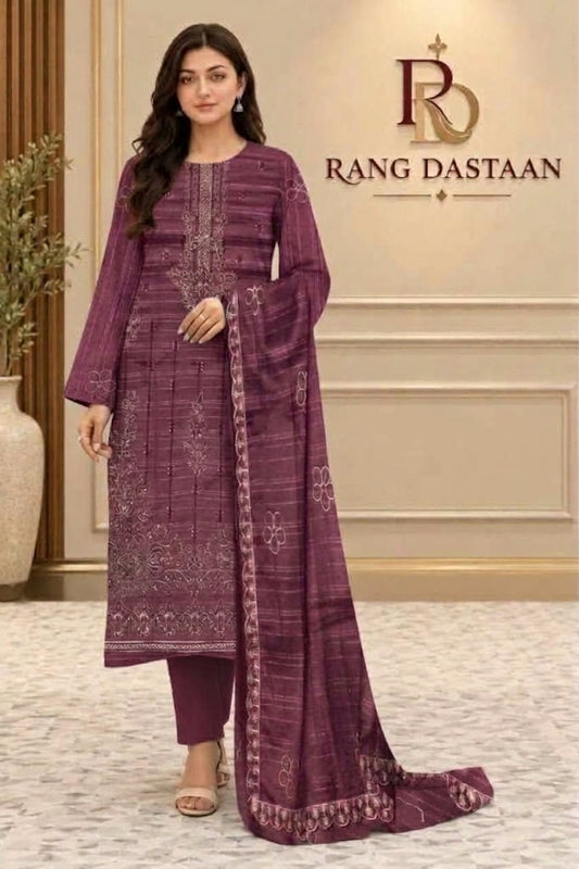 CRYSTAL DHANAK HEAVY EMBROIDERED 3PC SUIT