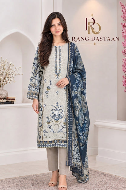 3 PIECE - EMBROIDERED LIGHT KHADDAR SUIT