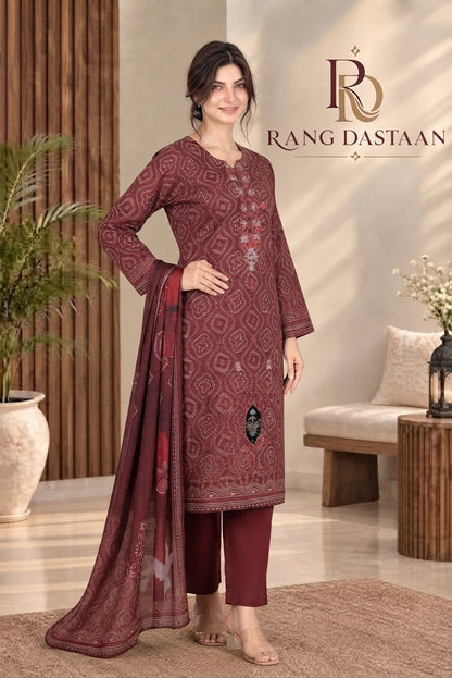 3 PIECE - EMBROIDERED DHANAK SUIT