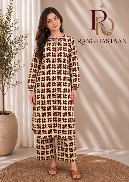 Mocha Leaf — Printed Lawn 2-Piece Suit